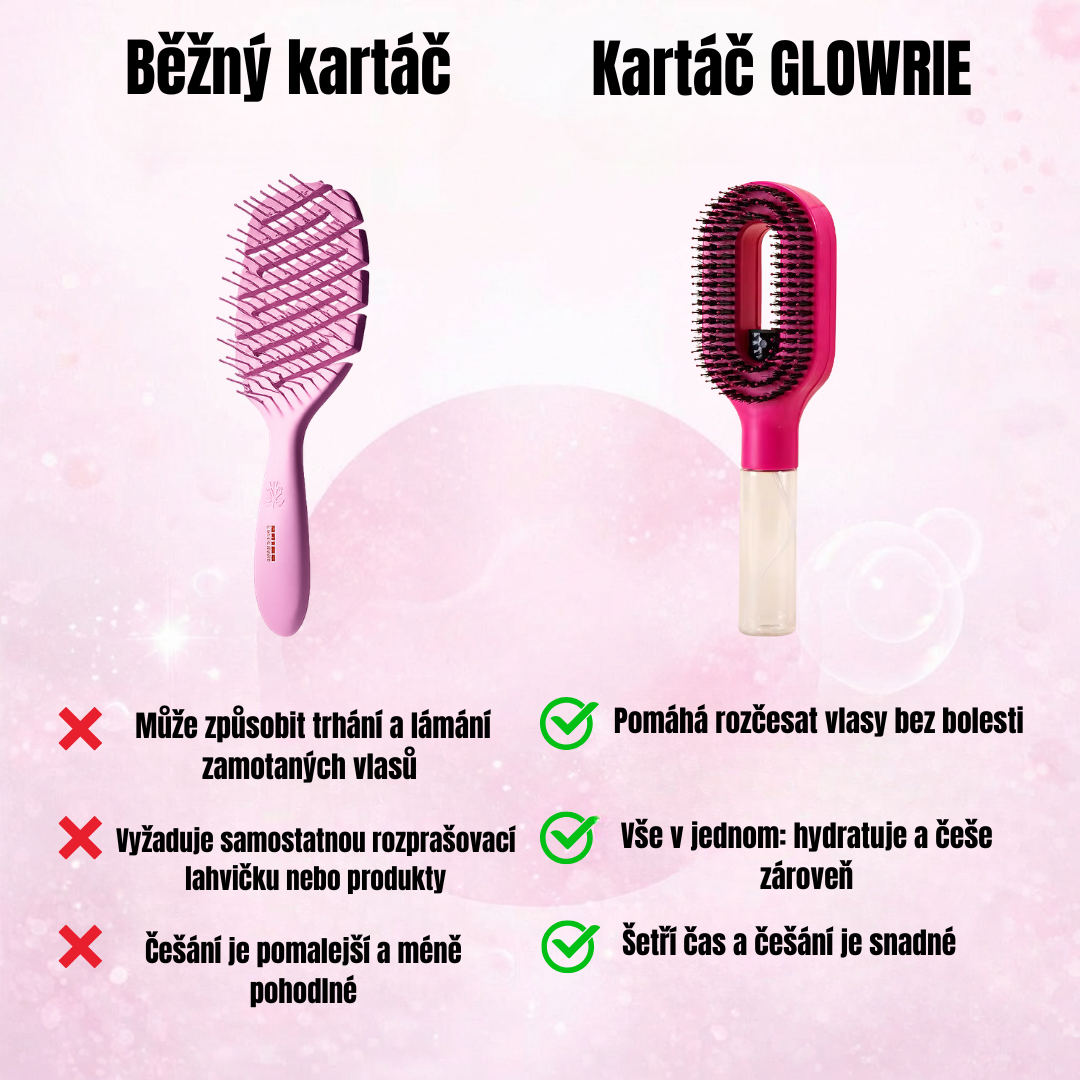 Rozčesávací kartáč s rozprašovačem vody Glowrie™